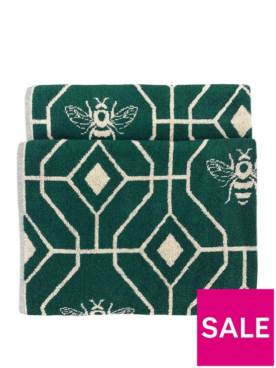 front image of furn-bee-deco-geometric-cotton-jacquard-bath-towel