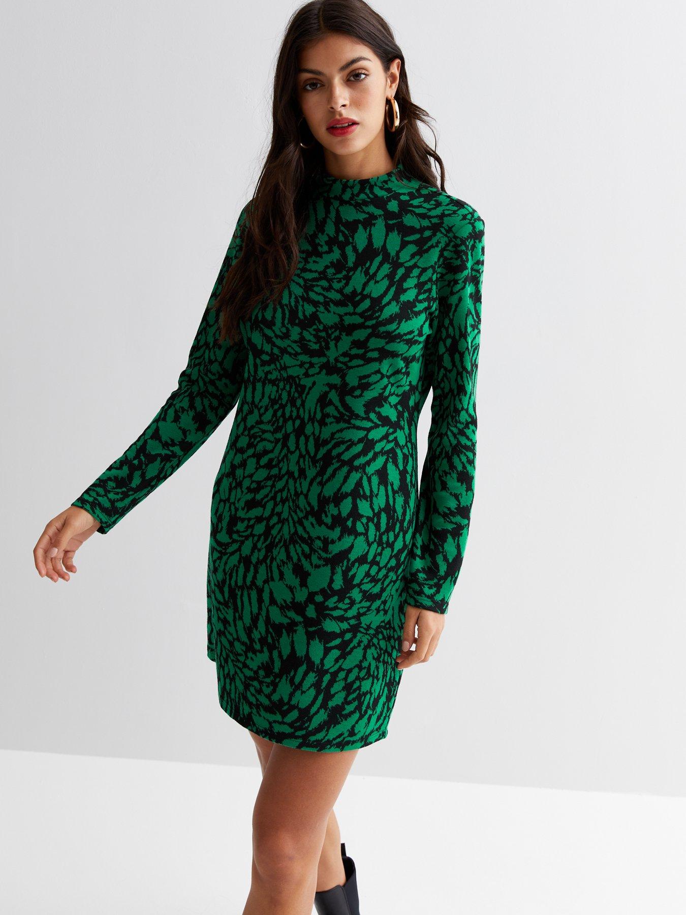 Warehouse green leopard outlet dress