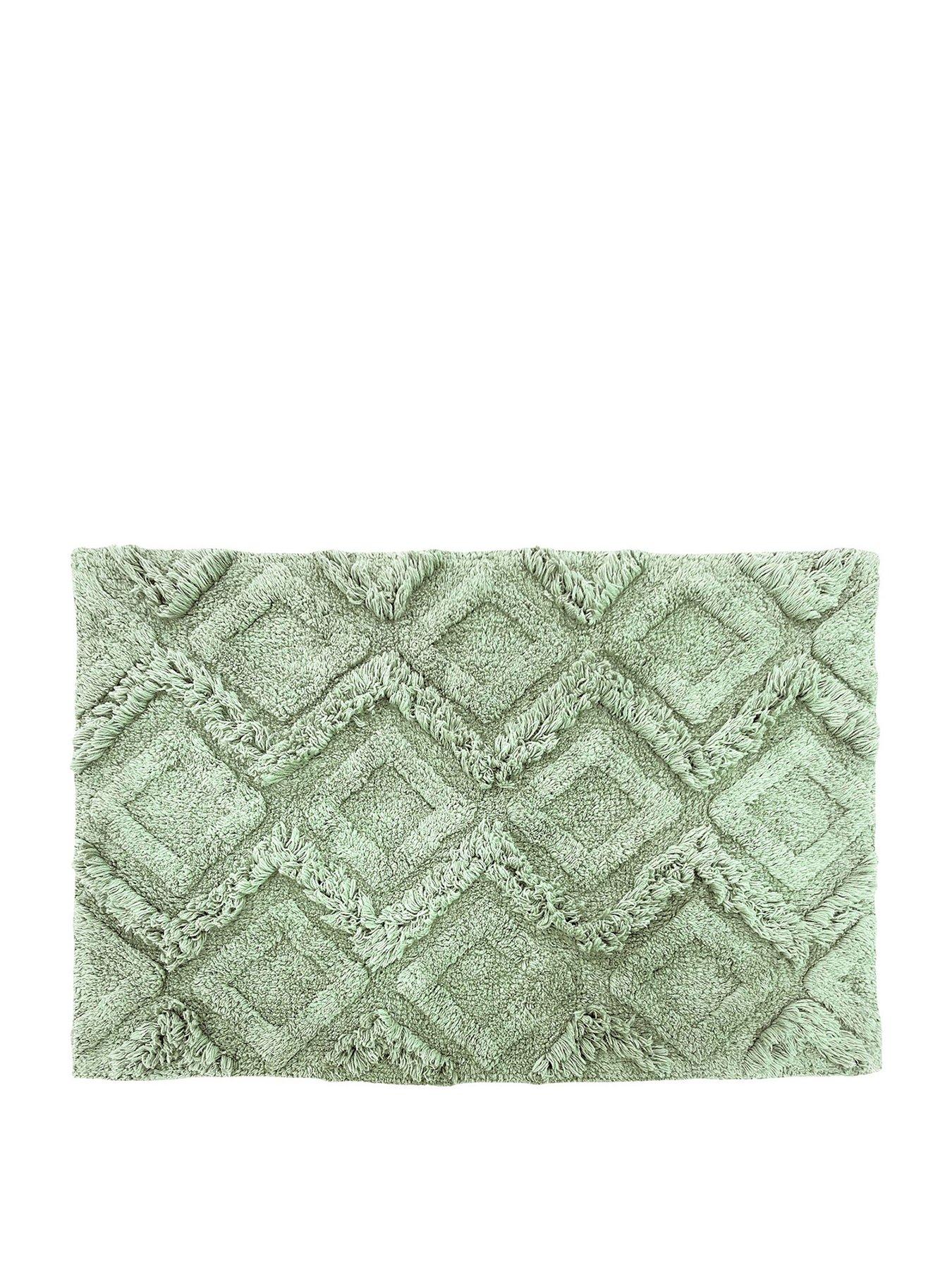 Product photograph of The Linen Yard Diamond Tufted Cotton Non-slip Bathmat from very.co.uk