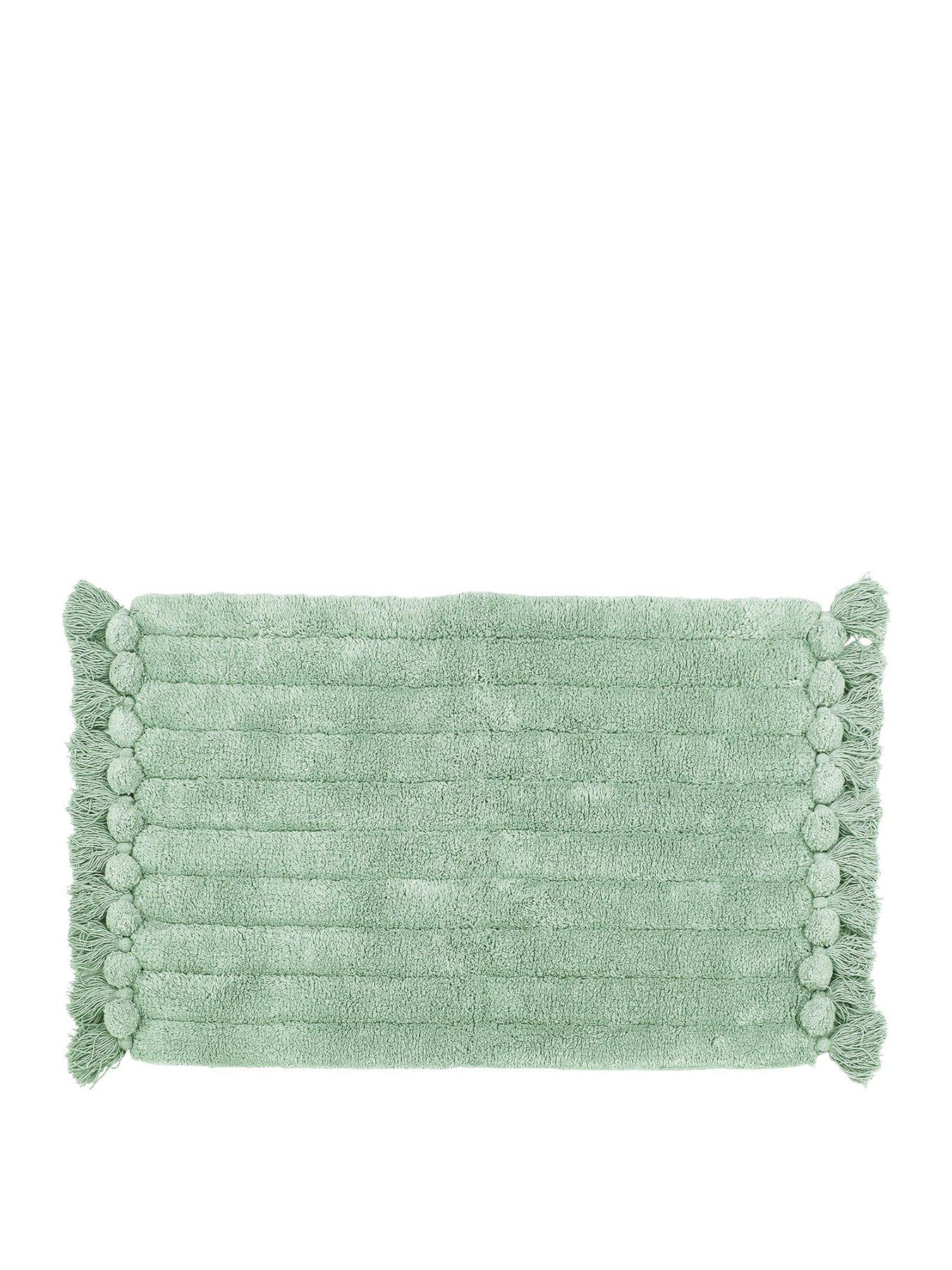 Product photograph of The Linen Yard Ribbed Tassel Cotton Non-slip Bathmat from very.co.uk