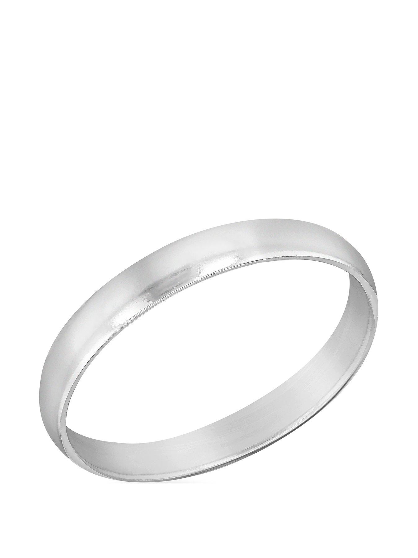 Product photograph of The Love Silver Collection Sterling Silver Rhodium Plated 3mm Band Ring from very.co.uk