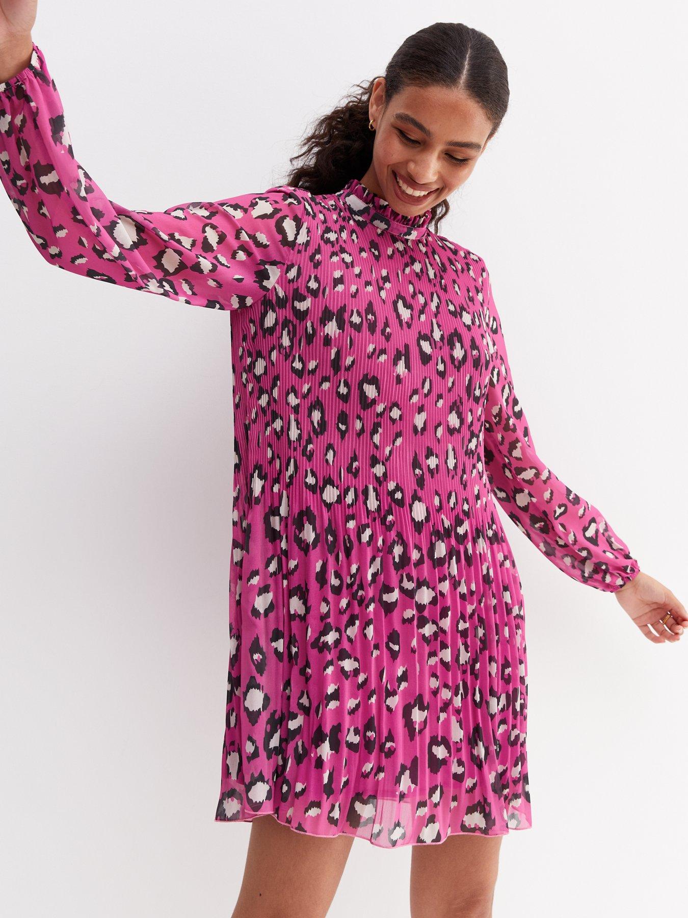 New look animal shop print pleated dress