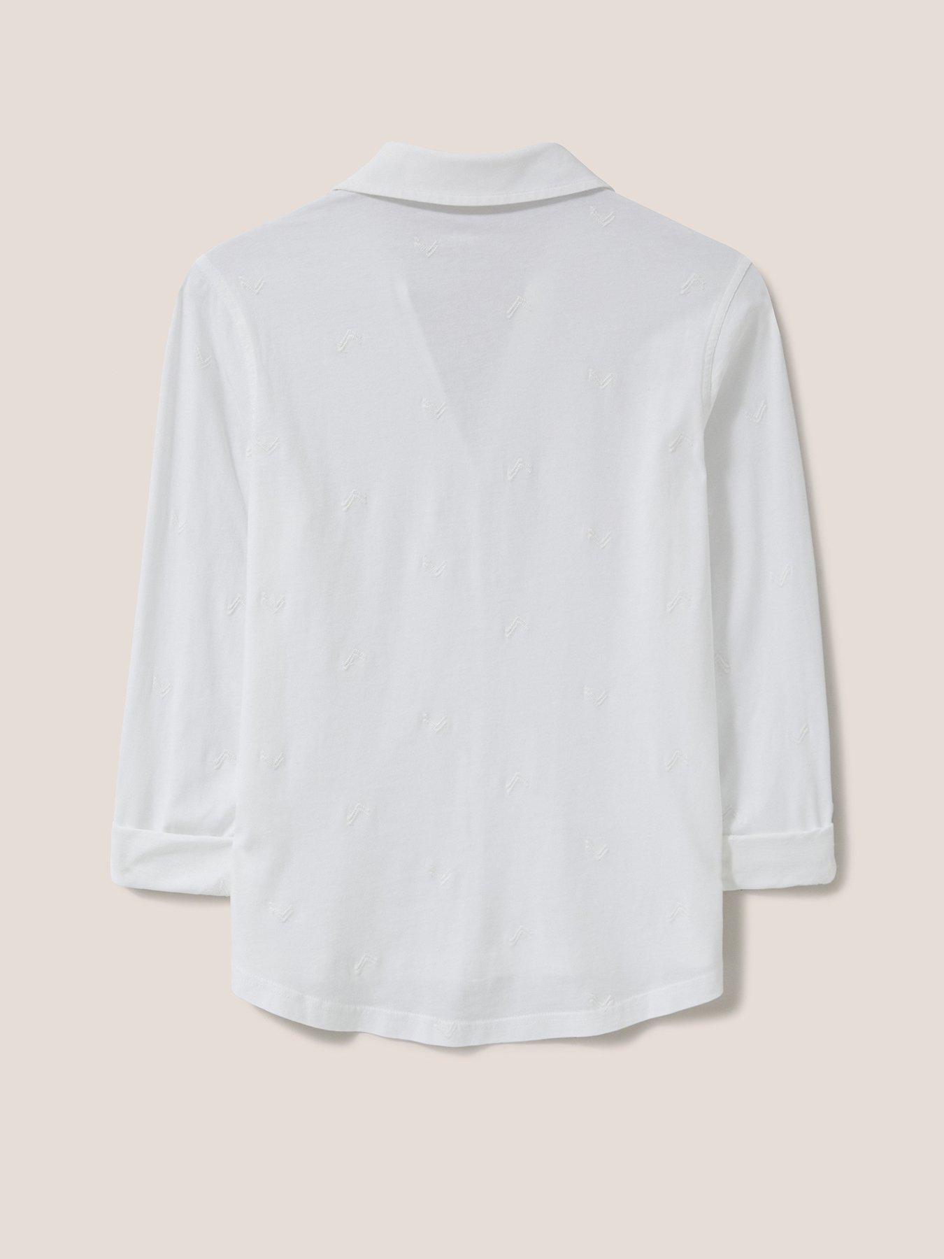 White Stuff Annie Embroidered Jersey Shirt - White | Very.co.uk