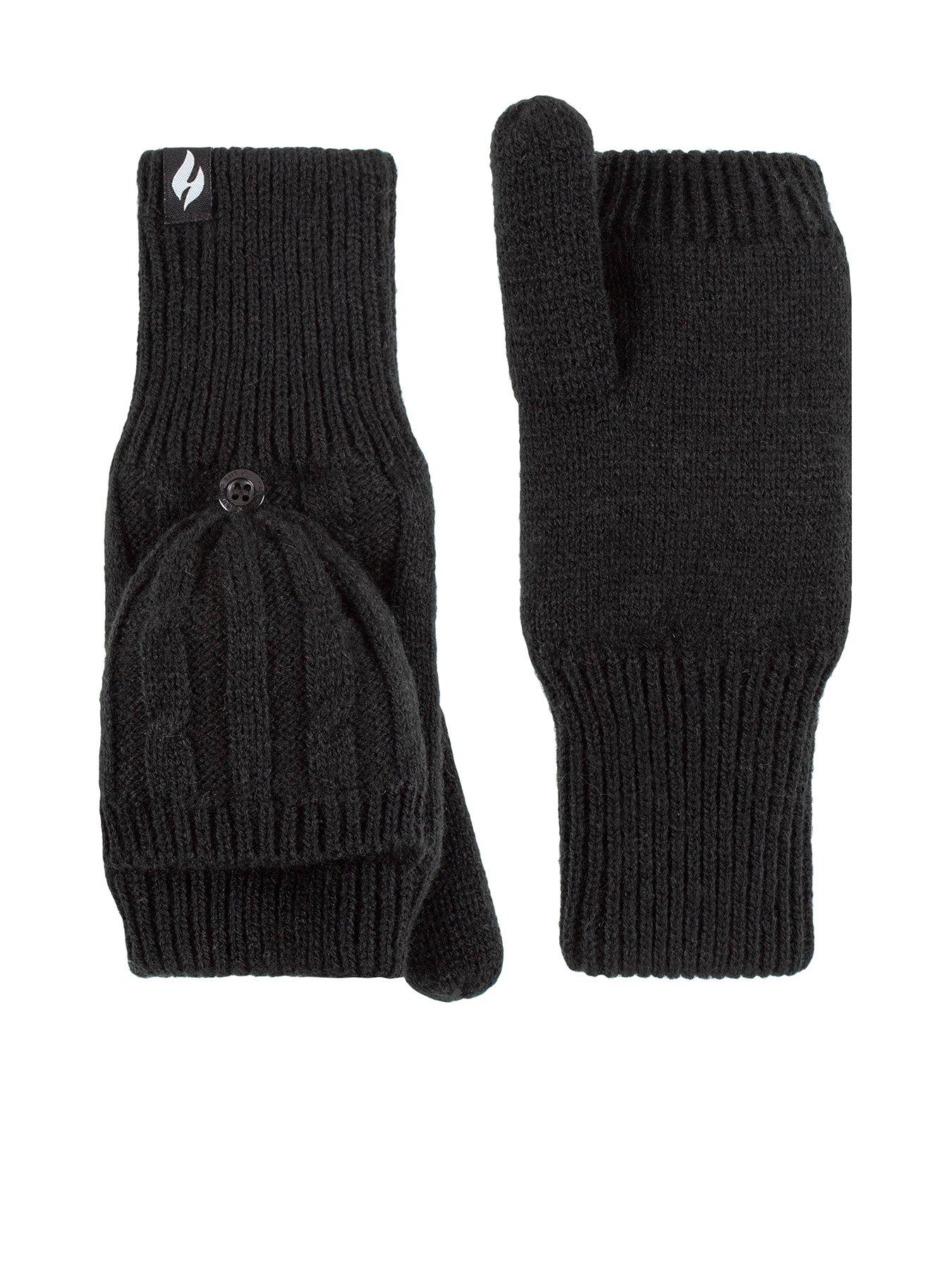 Heat Holders Ash Cable Knit Converter Mittens - Black