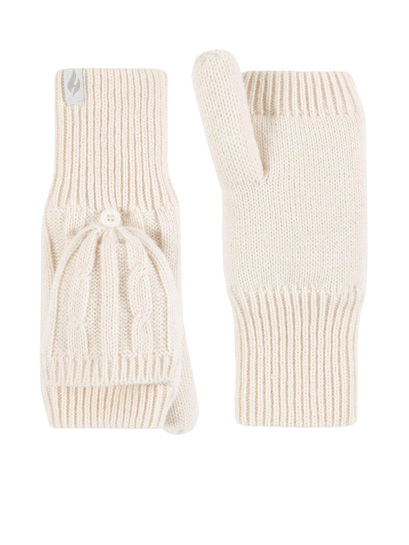 undefined Ash Cable Knit Converter Mittens - Cream
