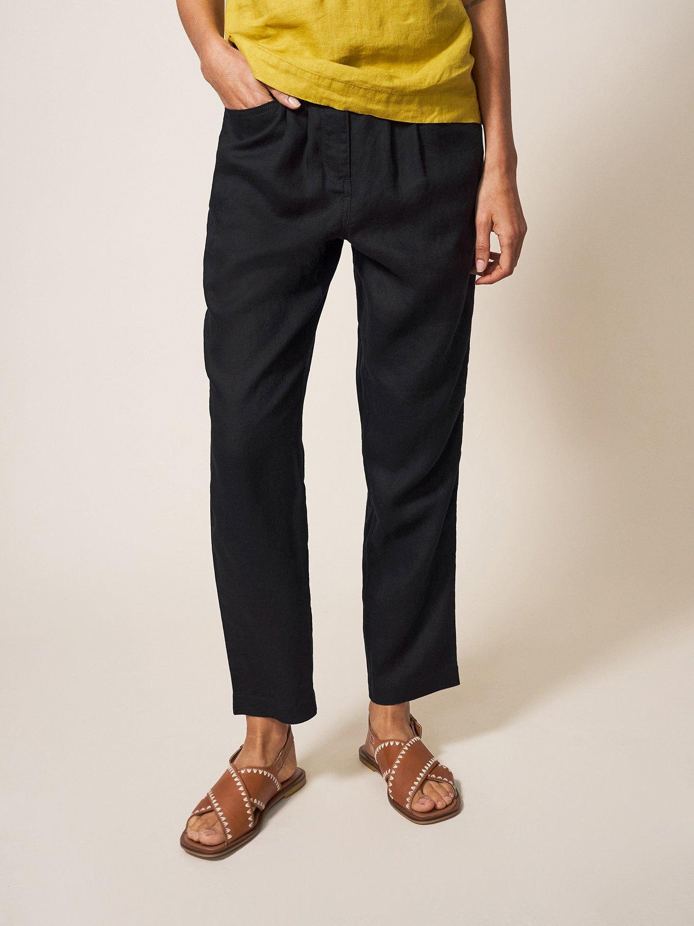 Image 1 of 6 of White Stuff Rowena Linen Trouser - Black