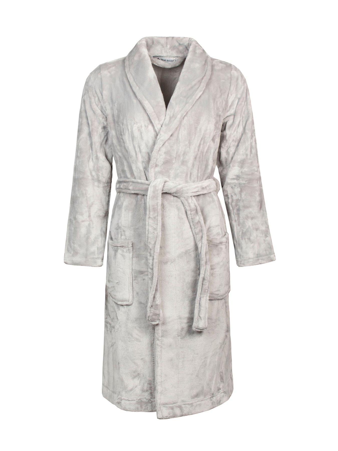 Image 1 of 3 of Heat Holders Fleece Dressing Gown - Ice Grey