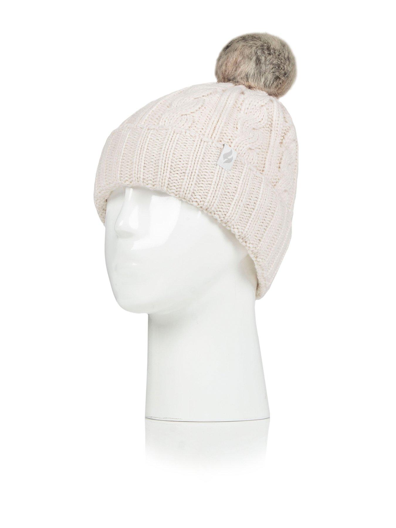 undefined Maine Cable Turnover Cuff Pom Pom Hat - Cream