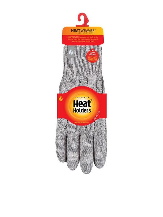 front image of heat-holders-willow-cable-gloves-light-grey