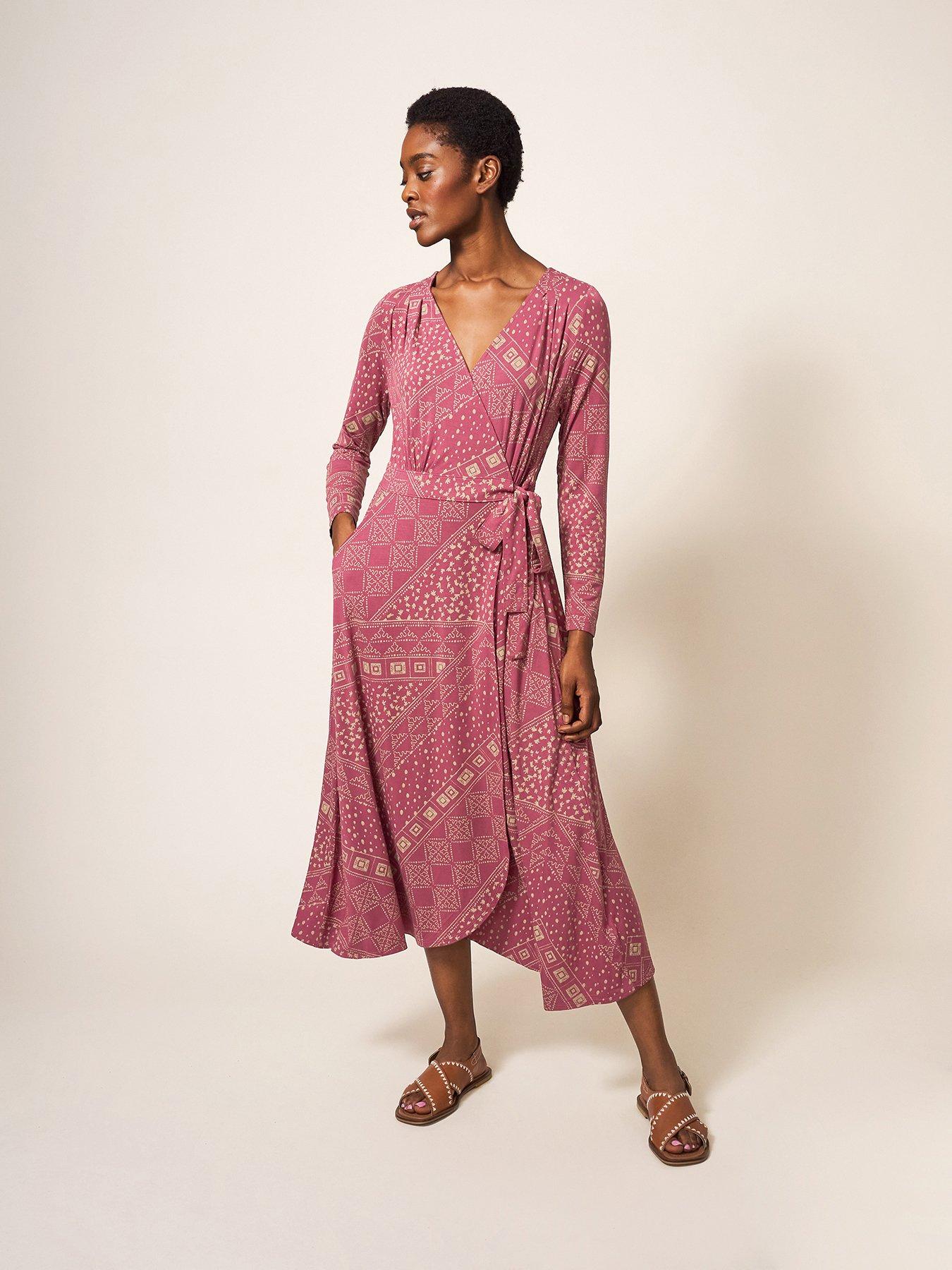 Patterned cheap wrap dress