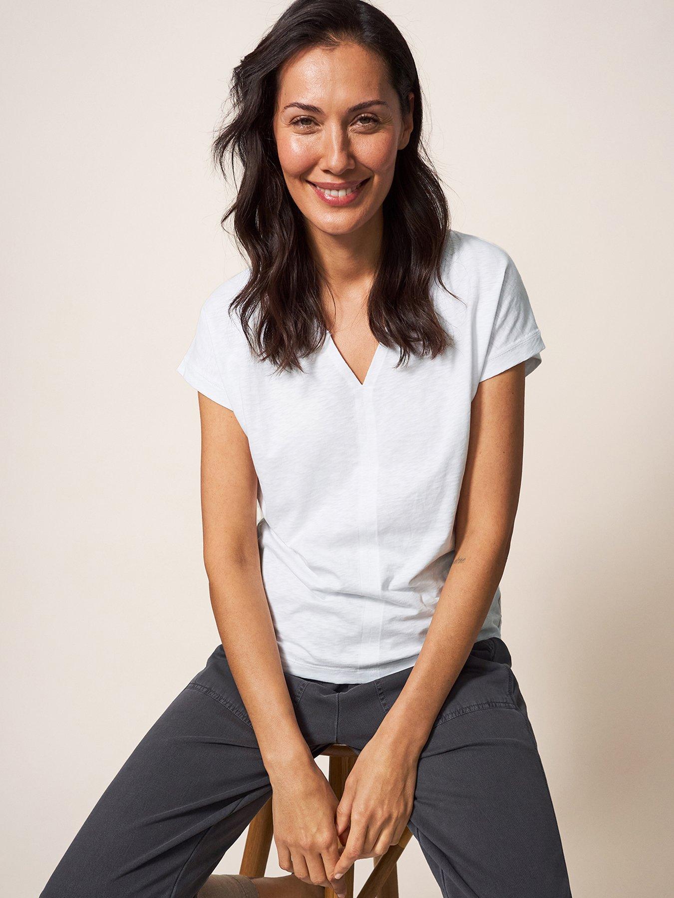 undefined Nelly Notch Neck Tee - White