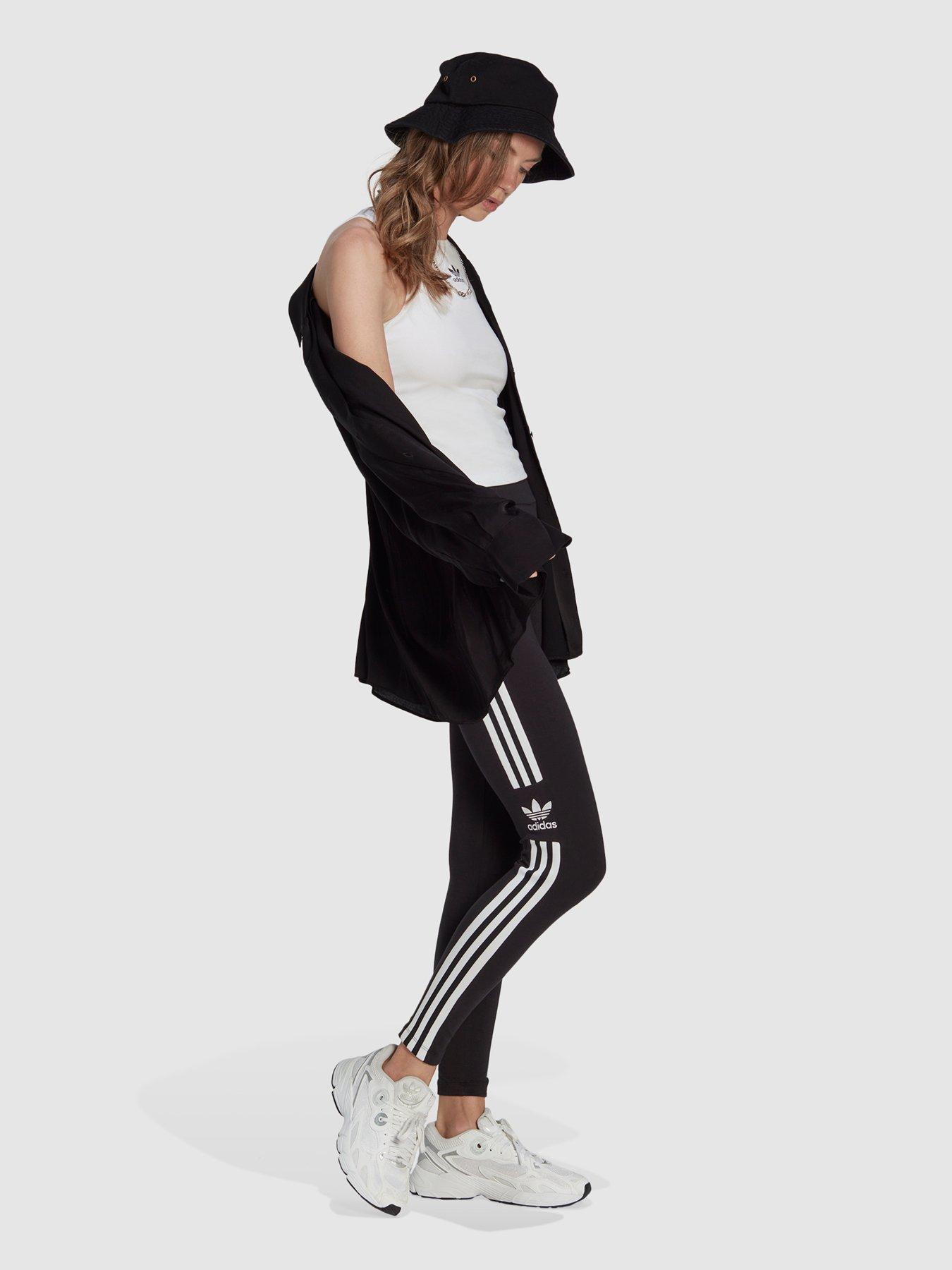 adidas Originals adicolor three stripe trefoil legging in green