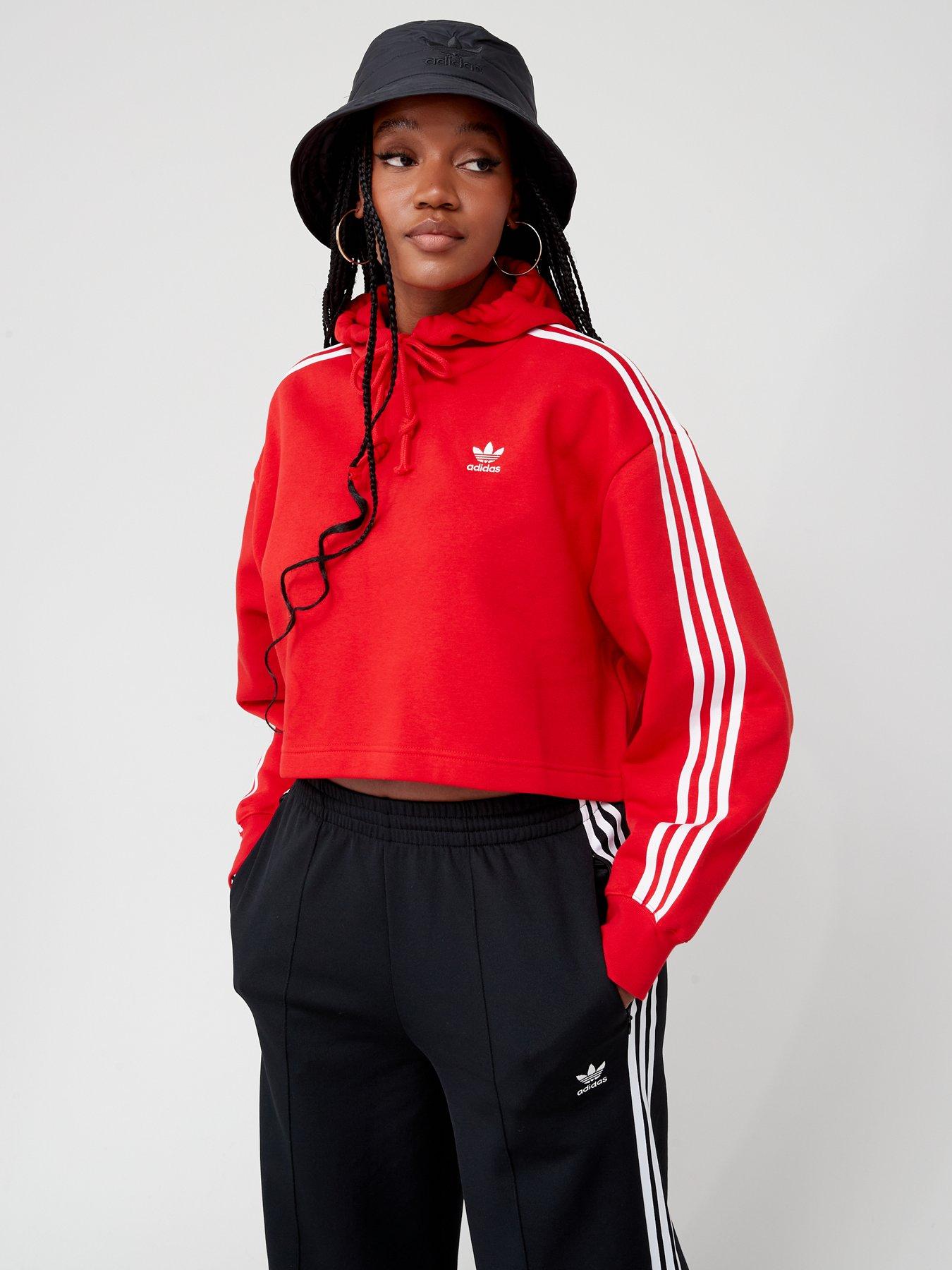 Red adidas cropped discount hoodie