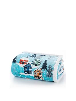 Product photograph of Deyongs Christmas Snow Day Fleece Throw from very.co.uk