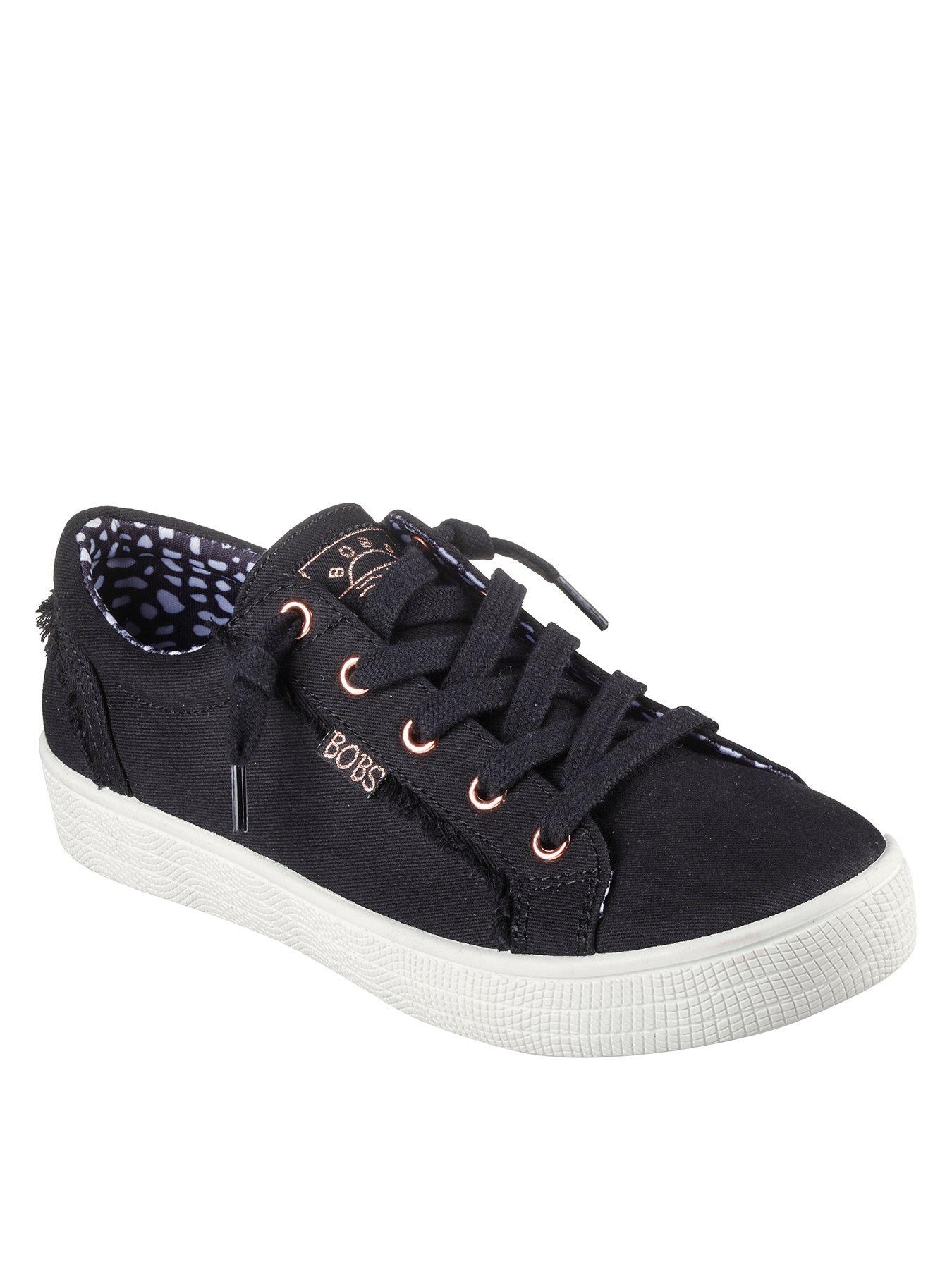 Skechers Bobs B Extra Cute Plimsoll - Black | Very.co.uk