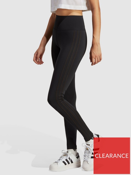 front image of adidas-originals-womens-originals-3-stripe-tonal-leggings-black