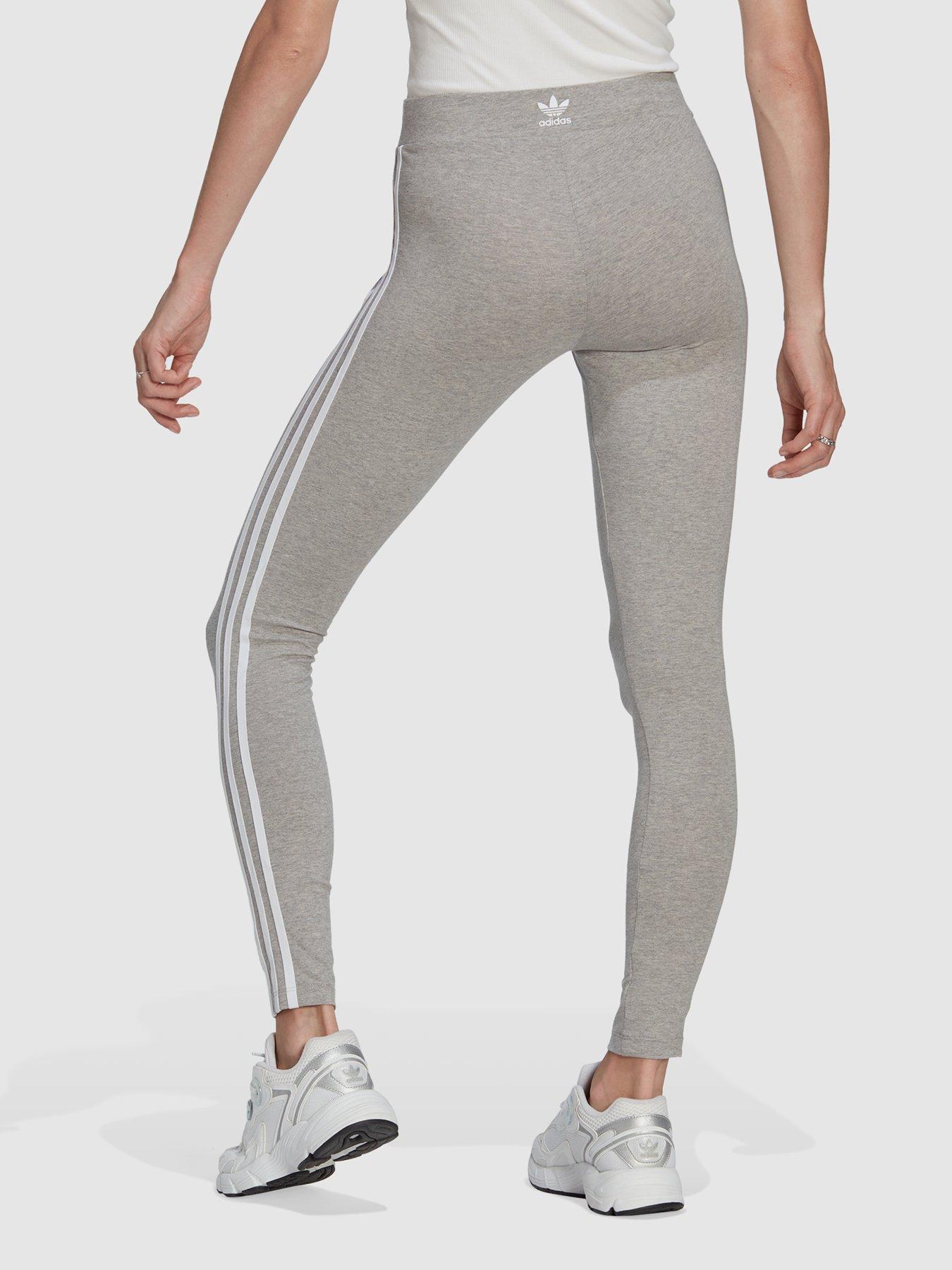 adidas Originals 3 stripe leggings in gray