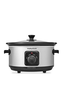 Product photograph of Morphy Richards 3 5l 460017 Slow Cooker - Brushed Stainless Steel from very.co.uk