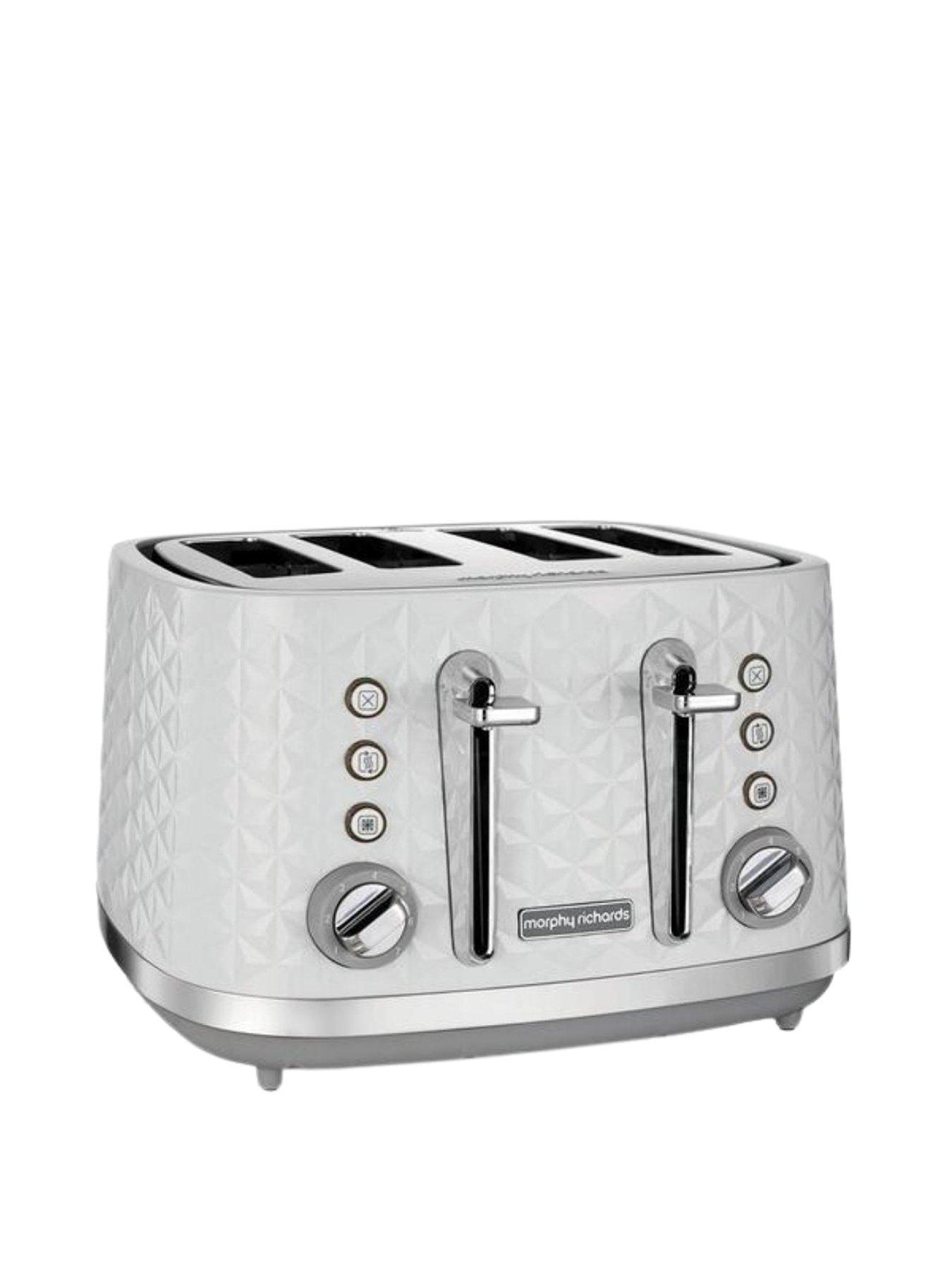 Product photograph of Morphy Richards Vector 248134 4-slice Toaster - White from very.co.uk