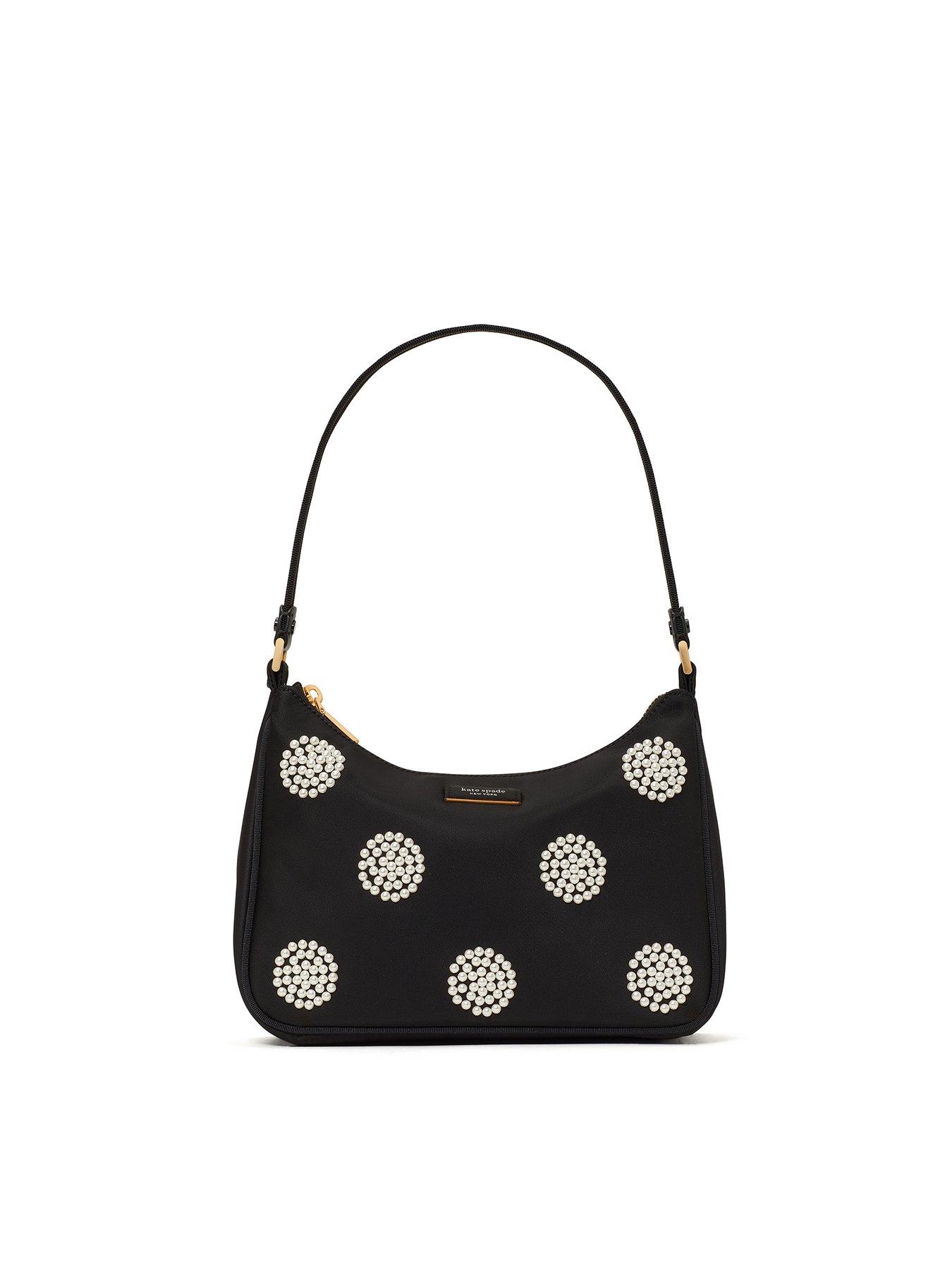 Kate Spade New York Sam Nylon Small Shoulder Bag With Pearl Black