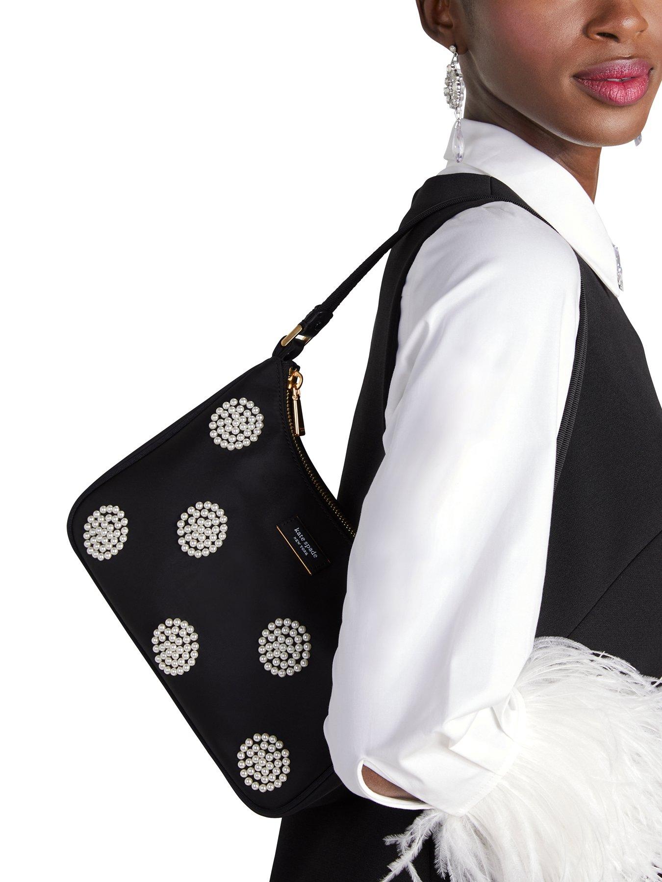 Kate Spade New York Sam Nylon Small Shoulder Bag With Pearl Black