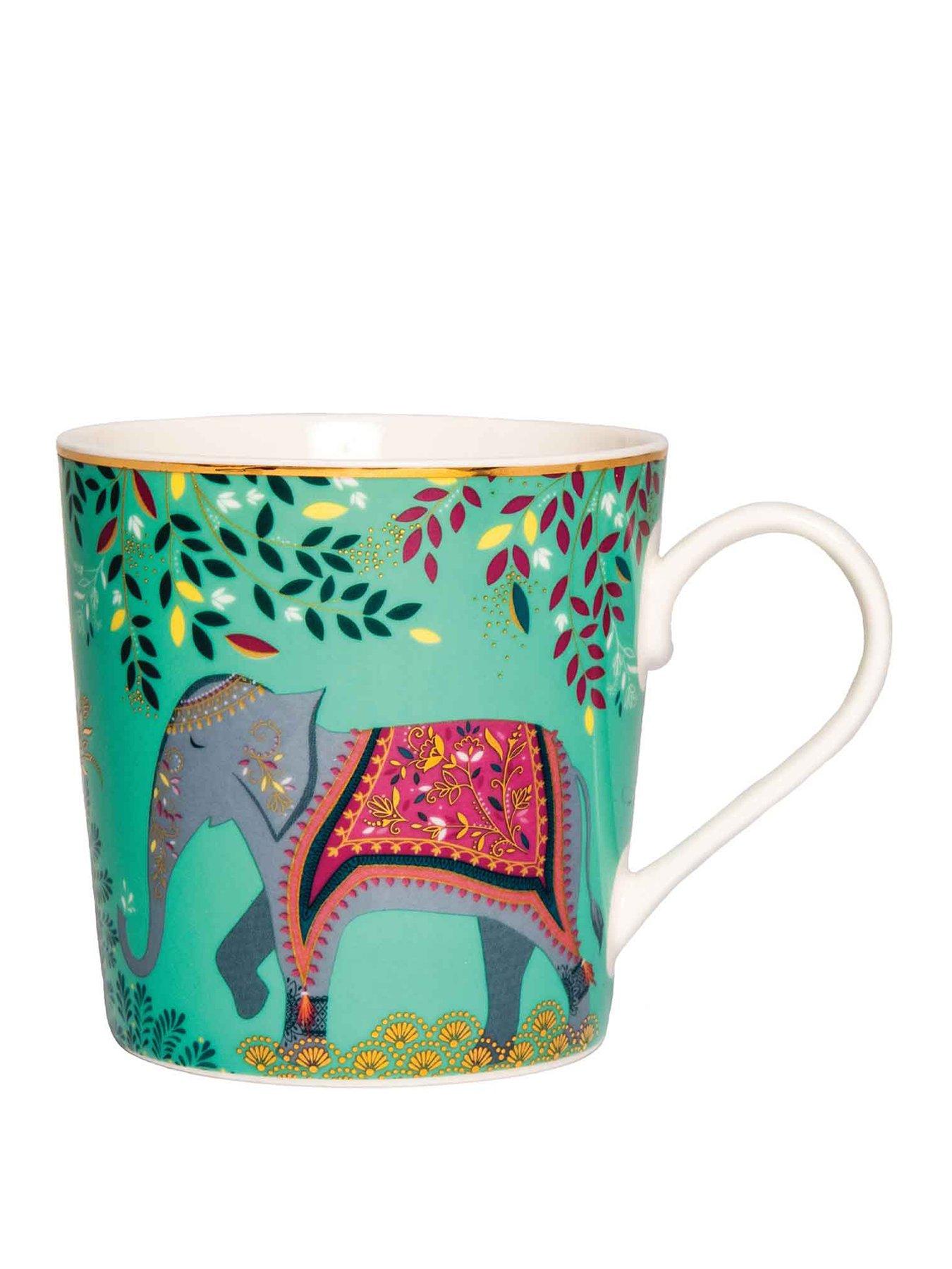 Product photograph of Sara Miller India Collection Mug Ndash Elephant Rsquo S Oasis from very.co.uk