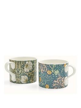 Product photograph of Morris Co Set Of 2 Mugs Seaweed Teal Pimpernel Privat from very.co.uk