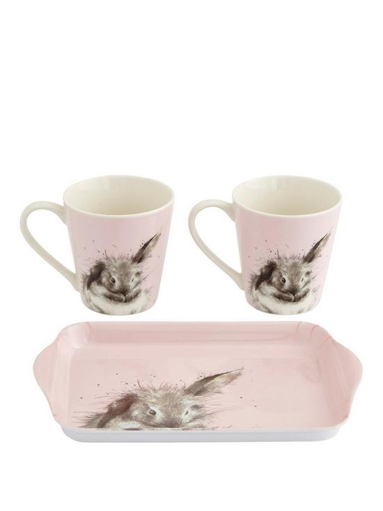 front image of royal-worcester-wrendale-bathtime-bunny-mug-and-tray-set