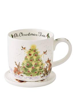 Product photograph of Royal Worcester Wrendale Oh Christmas Tree Mug And Coaster Set from very.co.uk