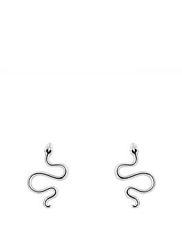 the love silver collection sterling silver snake stud earrings