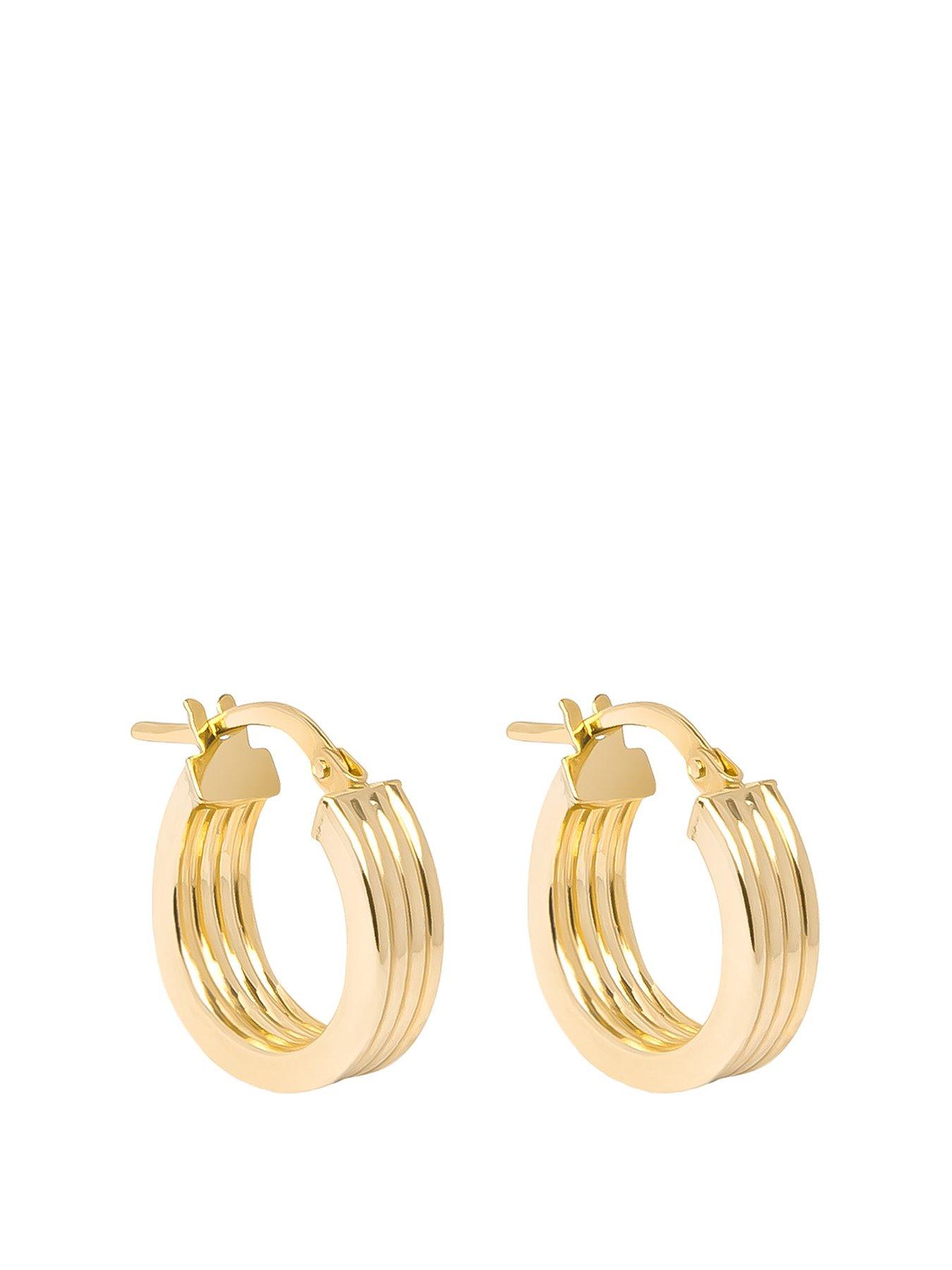 Product photograph of Love Gold 9ct Gold Ribbed Creole Hoop Earrings from very.co.uk