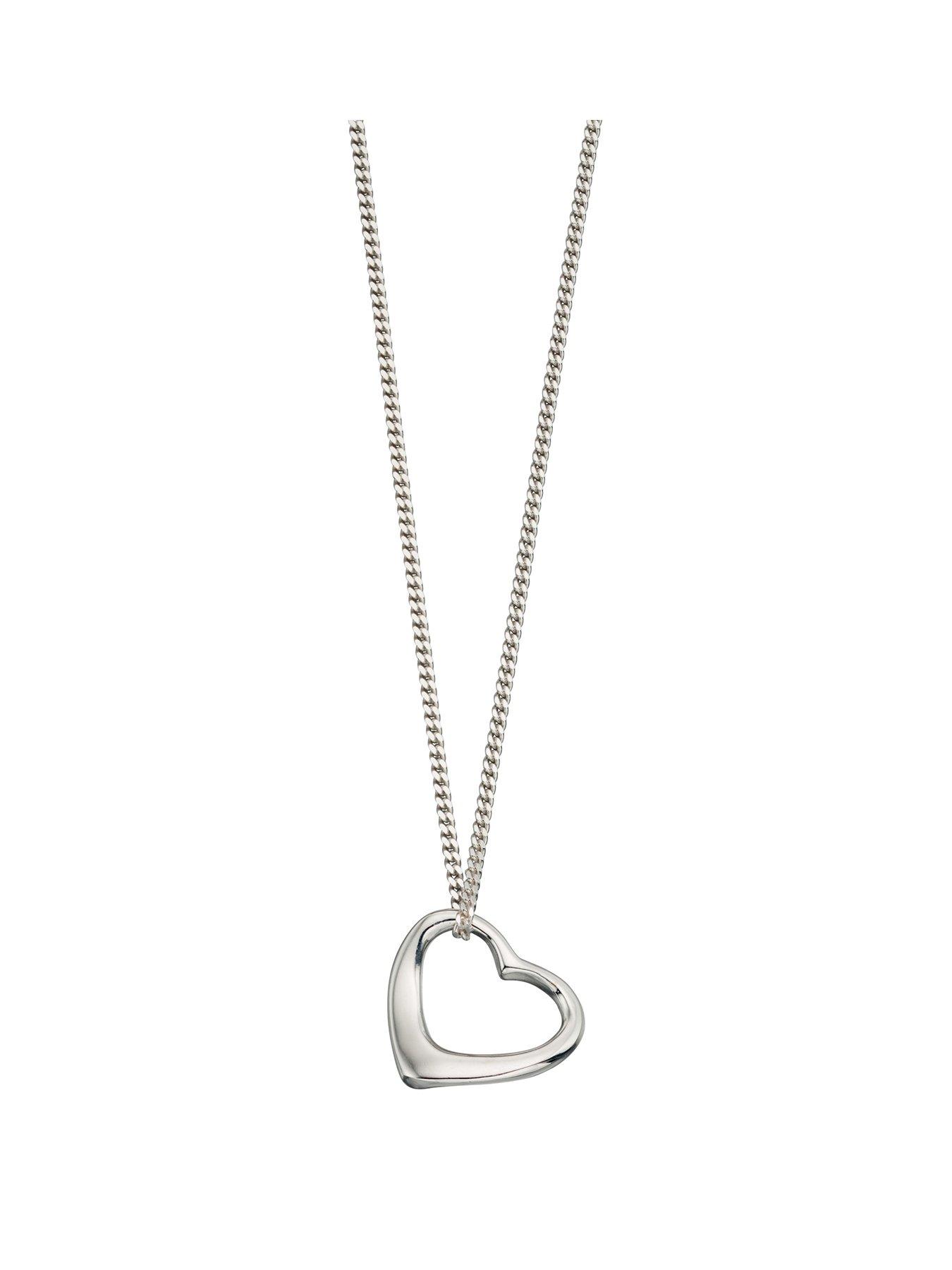 Product photograph of The Love Silver Collection Sterling Silver Open Heart Pendant from very.co.uk