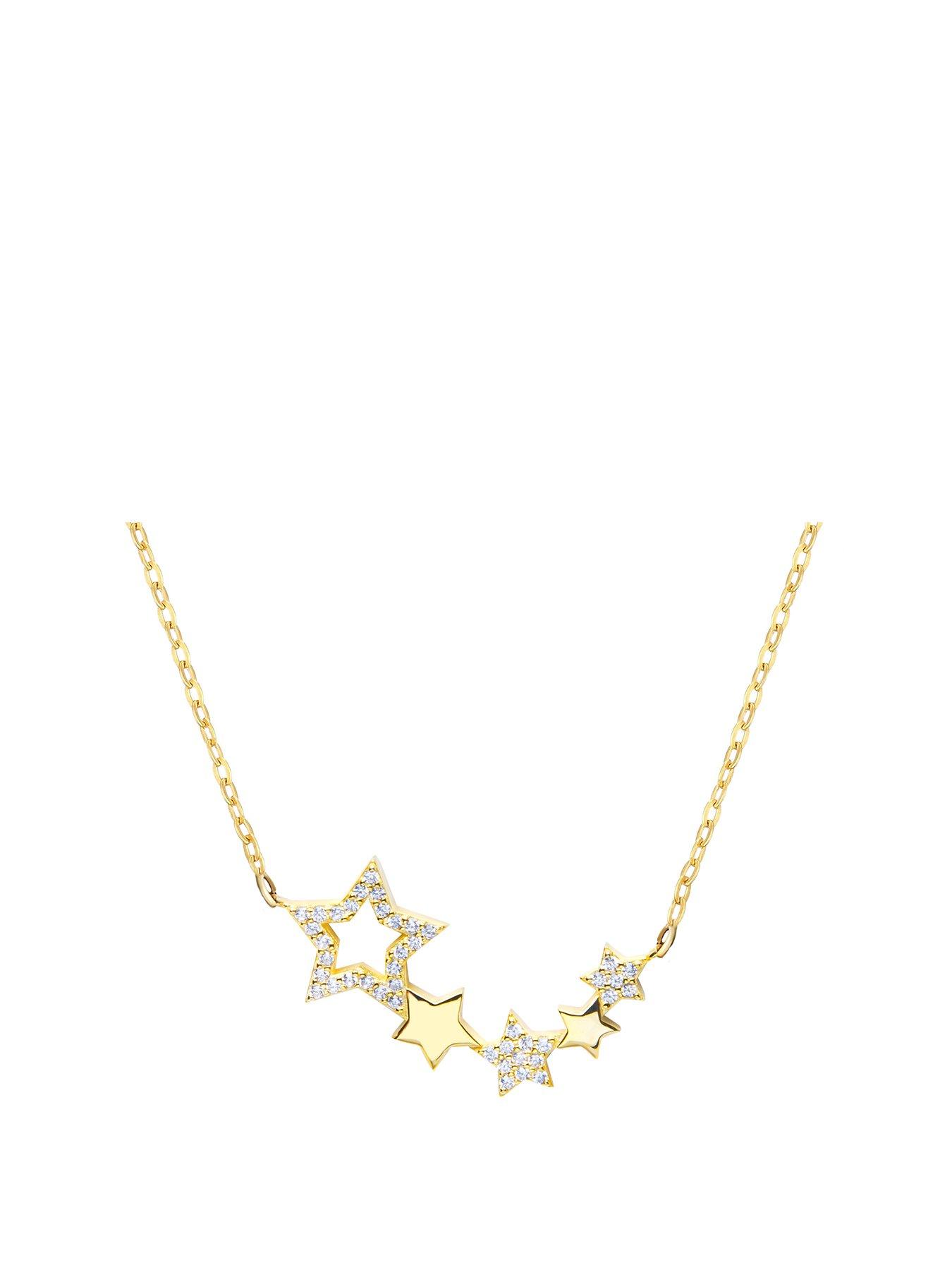 Product photograph of The Love Silver Collection 18ct Gold Plated Sterling Silver Constellation Star Cubic Zirconia Adjustable Chain Necklace from very.co.uk