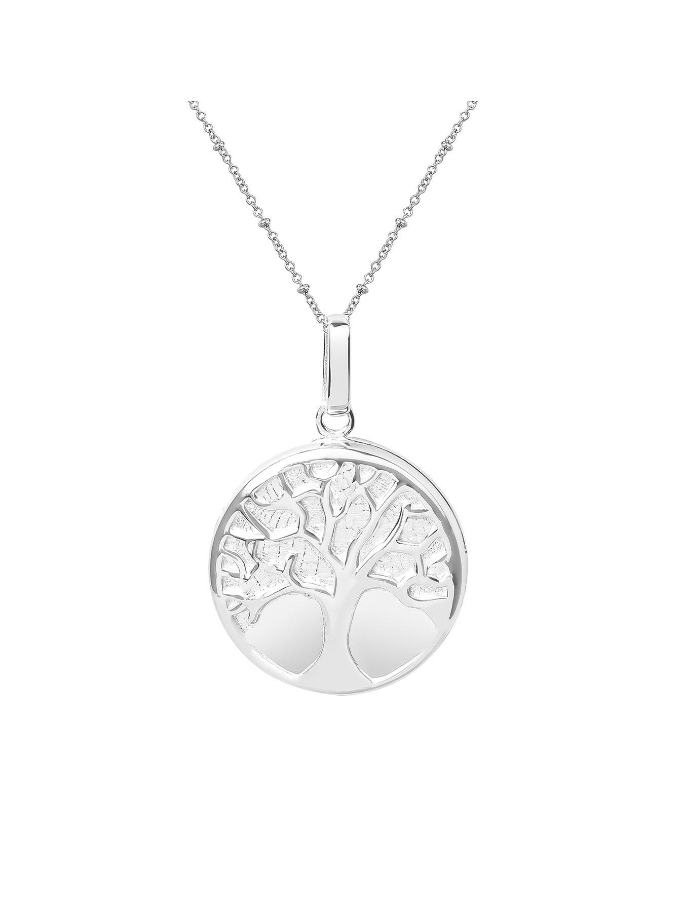 Product photograph of The Love Silver Collection Sterling Silver Round Tree Of Life Locket With Adjustable Station Chain Necklace from very.co.uk