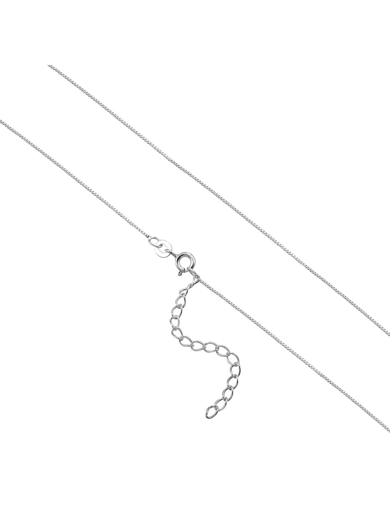 Image 3 of 8 of The Love Collection Sterling Silver Pearl, Moon and Star Cubic Zirconia Adjustable Box Chain Necklace