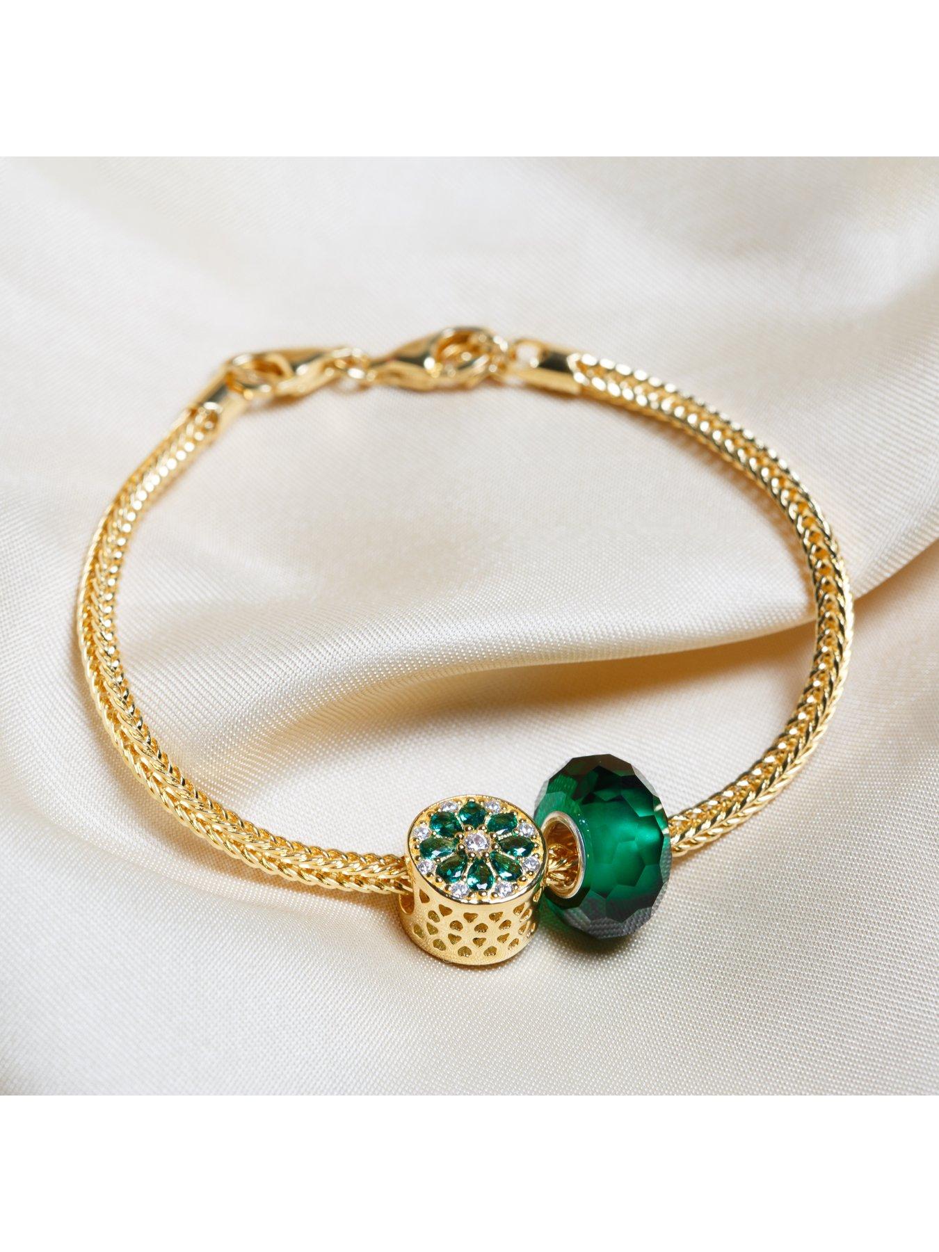 Image 3 of 6 of The Love Collection 18ct Gold Plated Sterling Silver Charm Bracelet with 2 Charms
