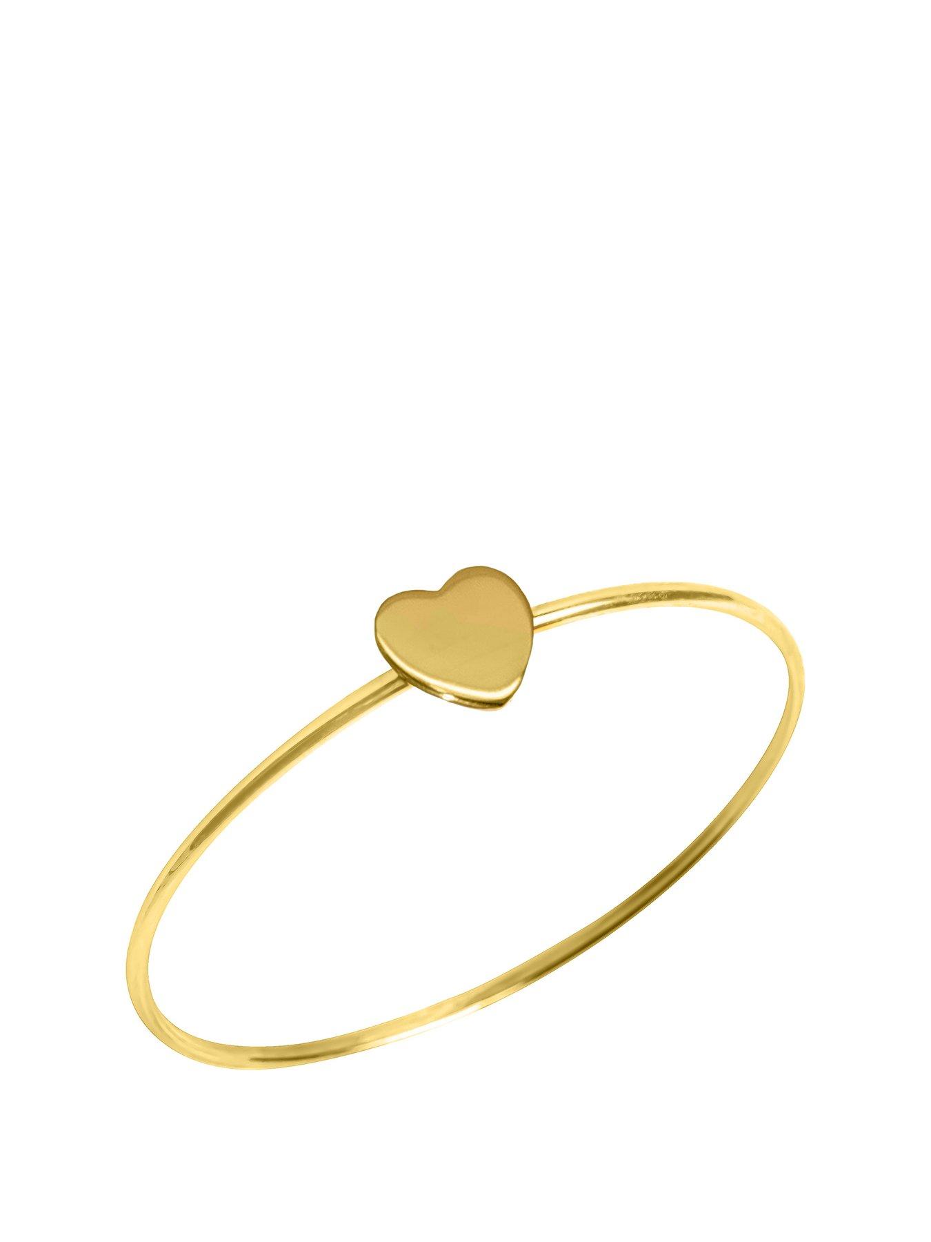 Product photograph of The Love Silver Collection 18ct Gold Plated Sterling Silver Heart Bangle from very.co.uk