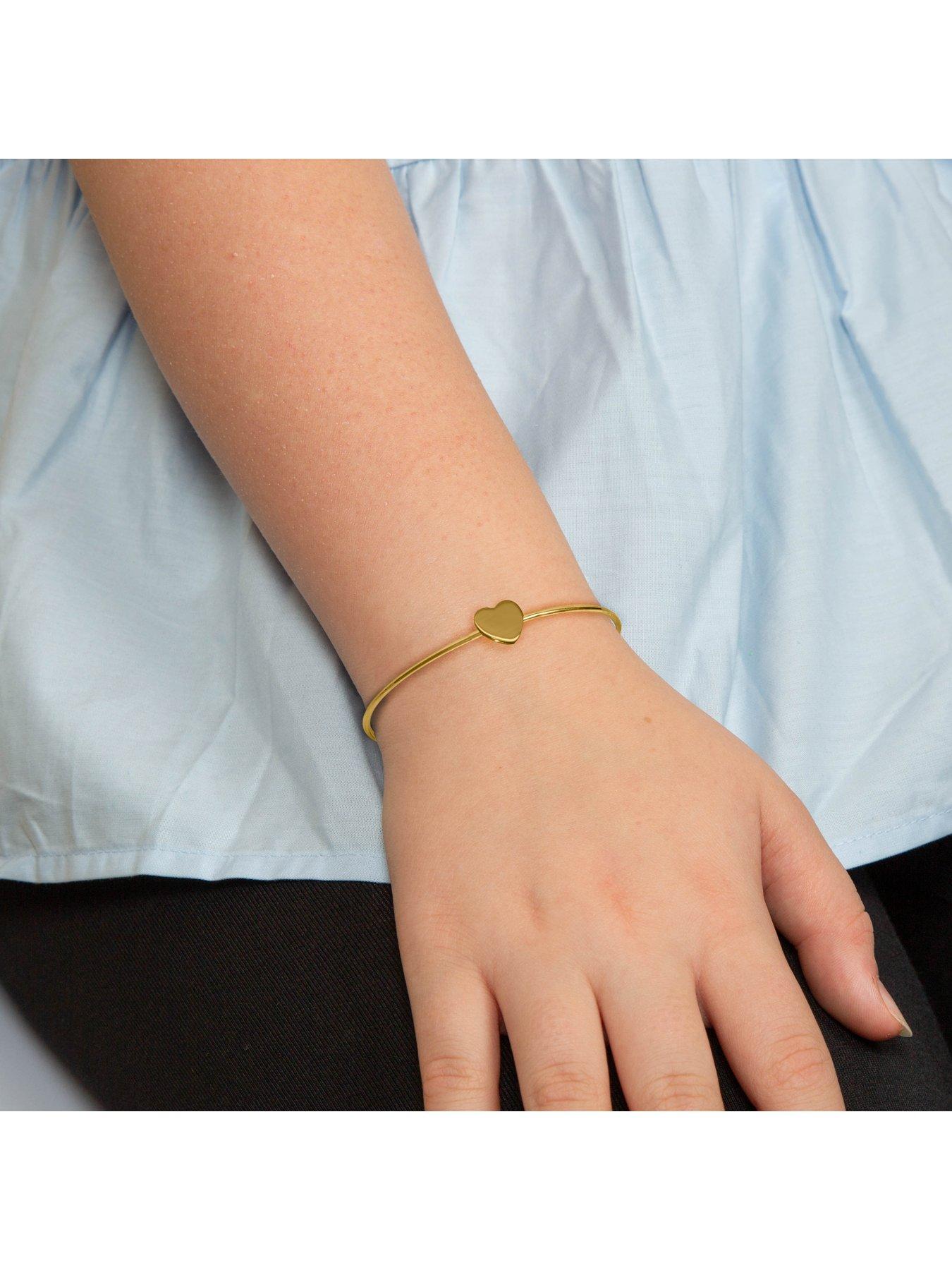 Image 2 of 3 of The Love Collection 18ct Gold Plated Sterling Silver Heart Bangle