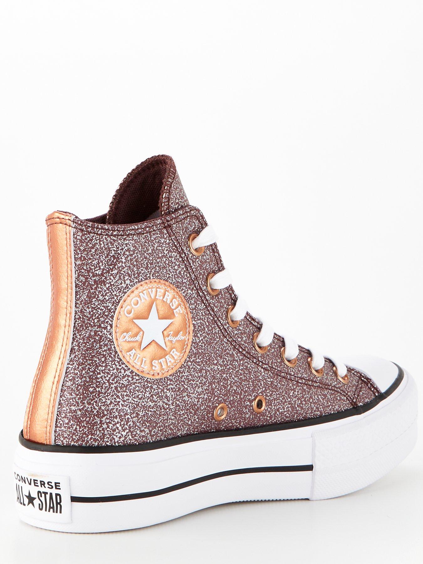 Todavía intervalo Remolque Converse Chuck Taylor All Star Lift Platform Metallic Glitter - Dark Red |  very.co.uk