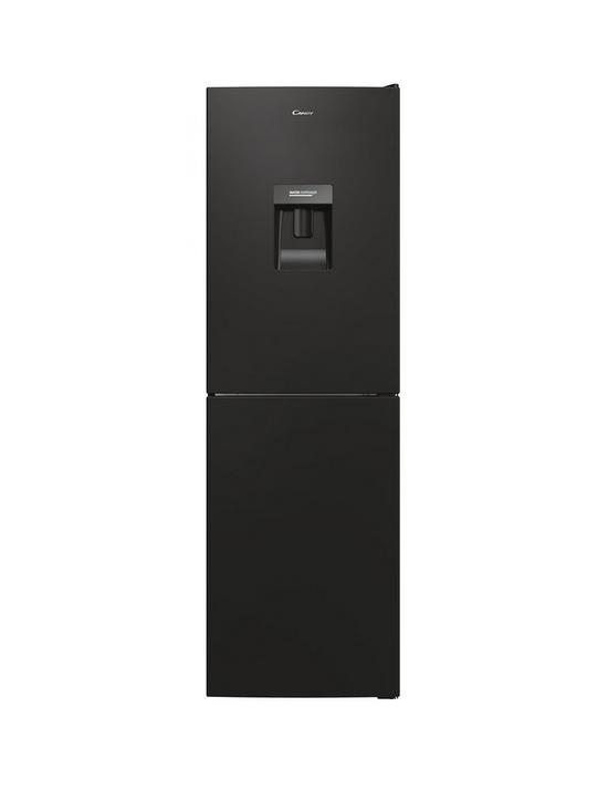 front image of candy-cct3l517fwbk-55cm-freestanding-fridge-freezer-water-dispenser--nbspblack