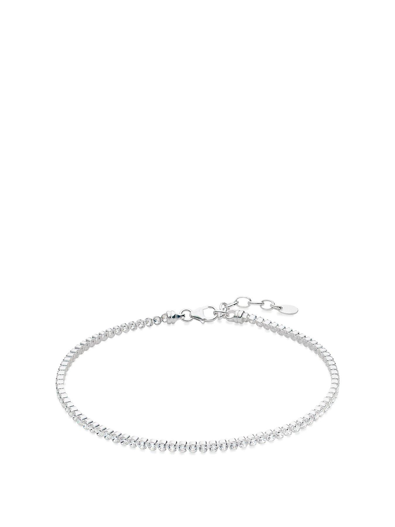 Beaverbrooks Silver Cubic Zirconia Anklet
