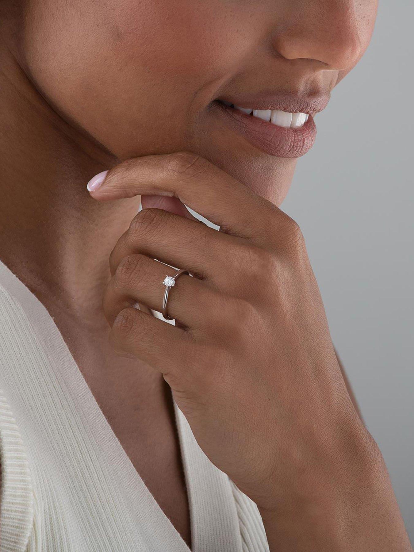 Image 4 of 5 of Beaverbrooks 9ct White Gold Solitaire Diamond Ring