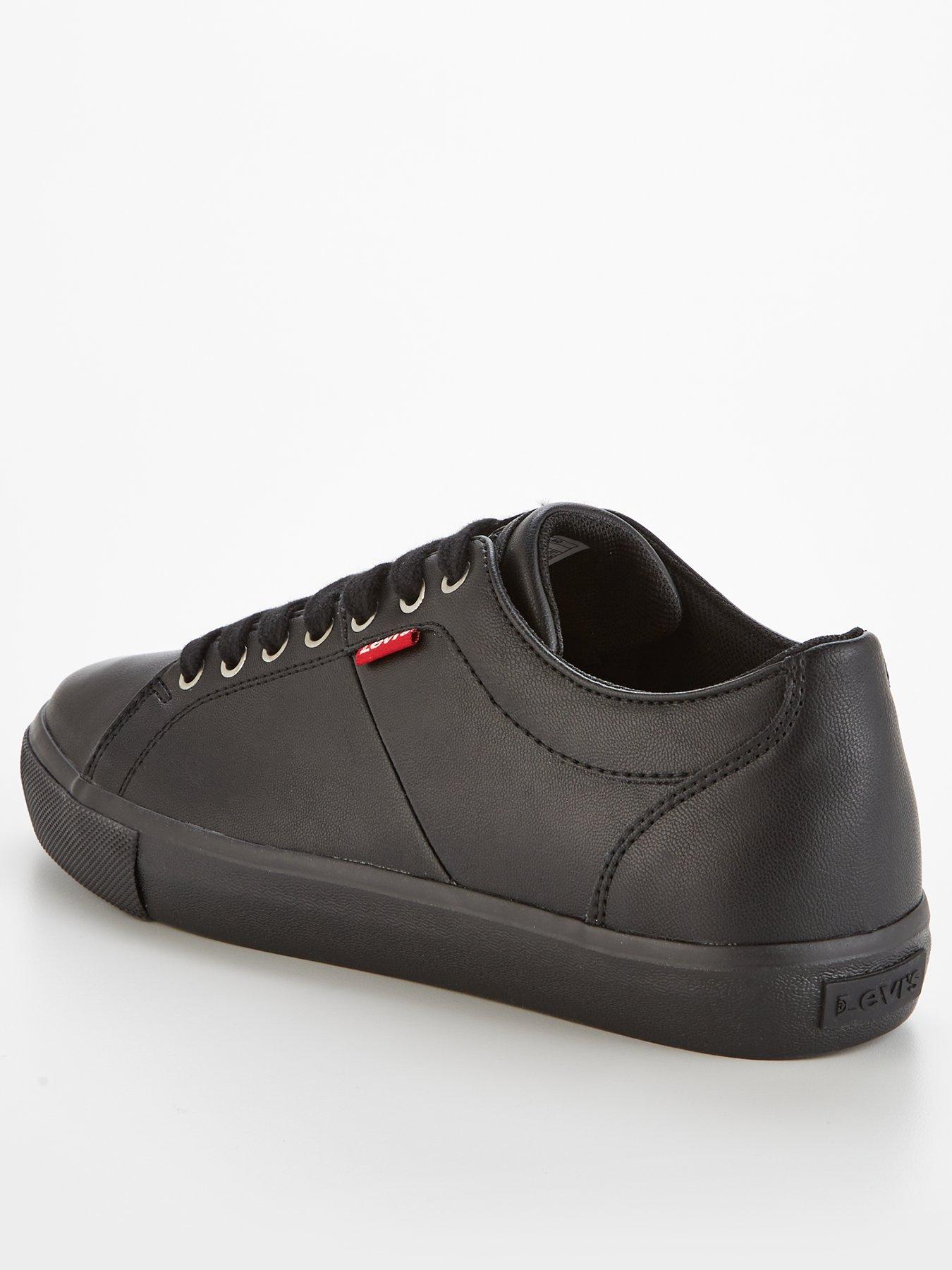 Woodward Faux Leather Trainers Black