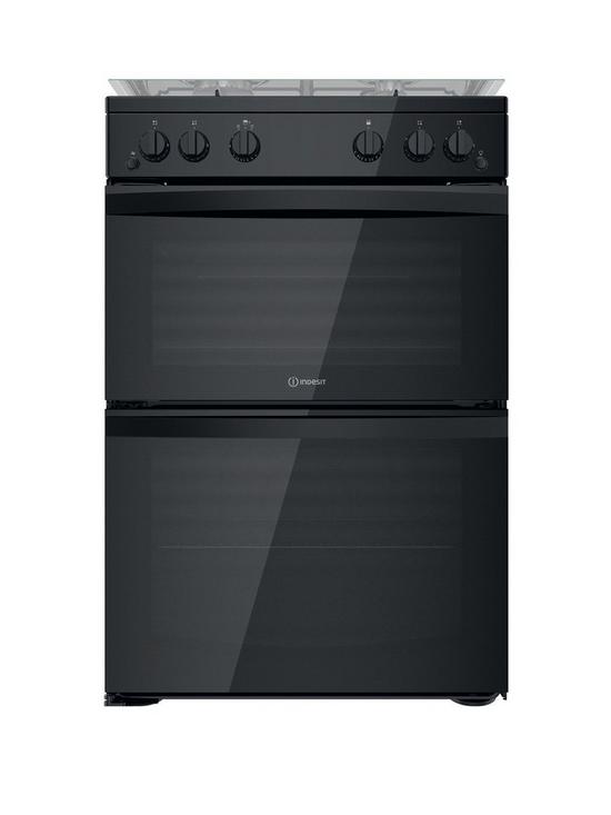 front image of indesit-id67g0mmbuk-double-oven-gas-cooker