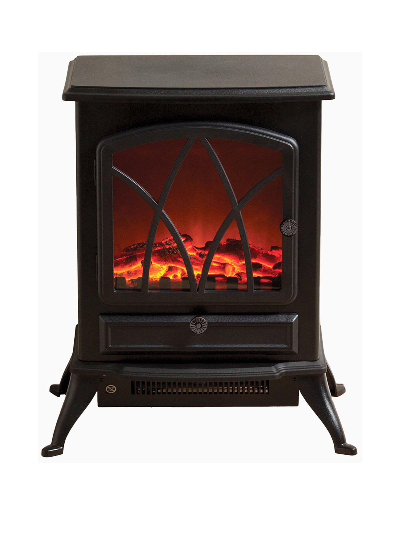 Daewoo 2000W Flame Effect Electric Stove Heater Black very.co.uk