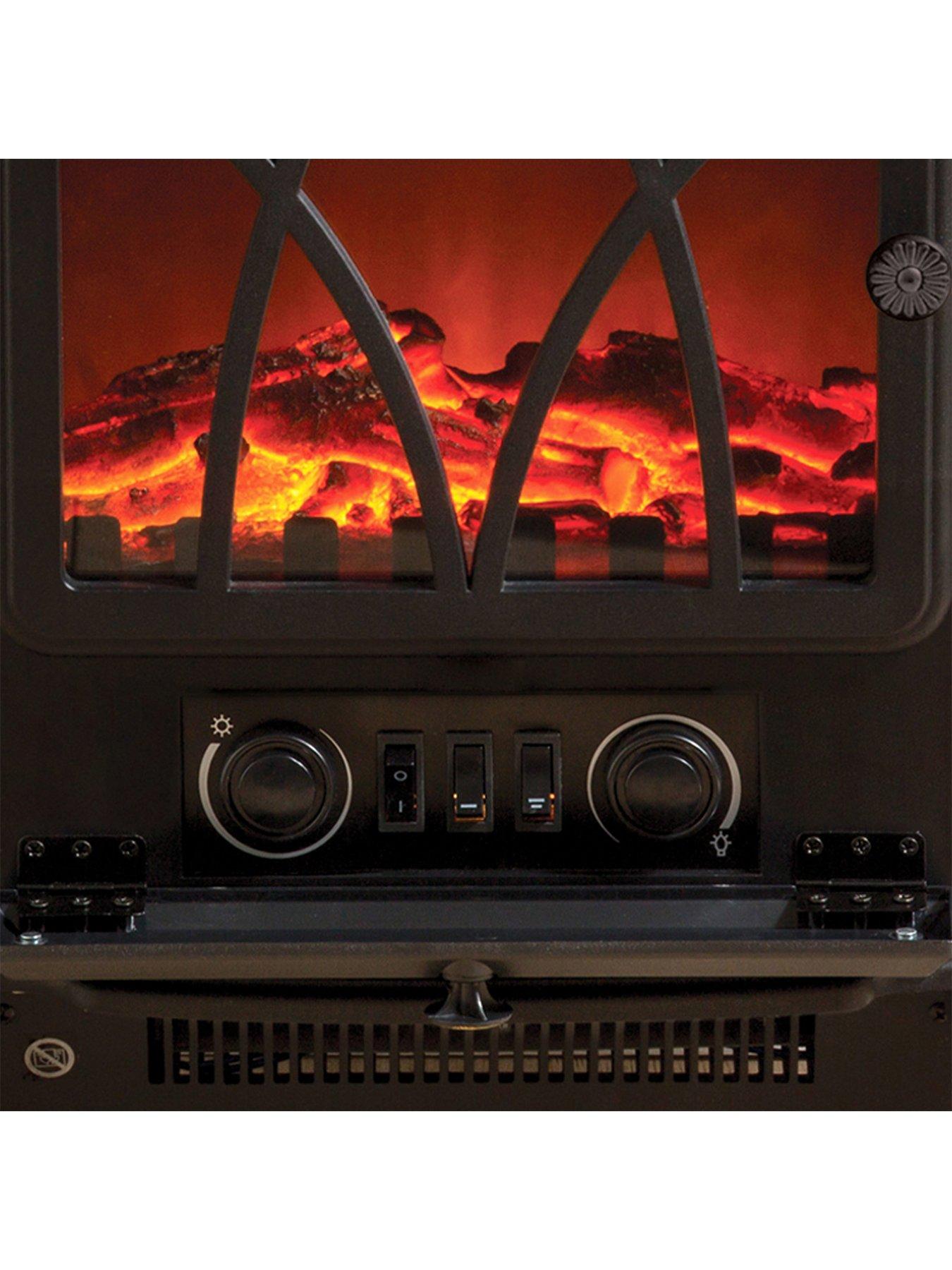 Daewoo 2000W Flame Effect Electric Stove Heater Black Very.co.uk