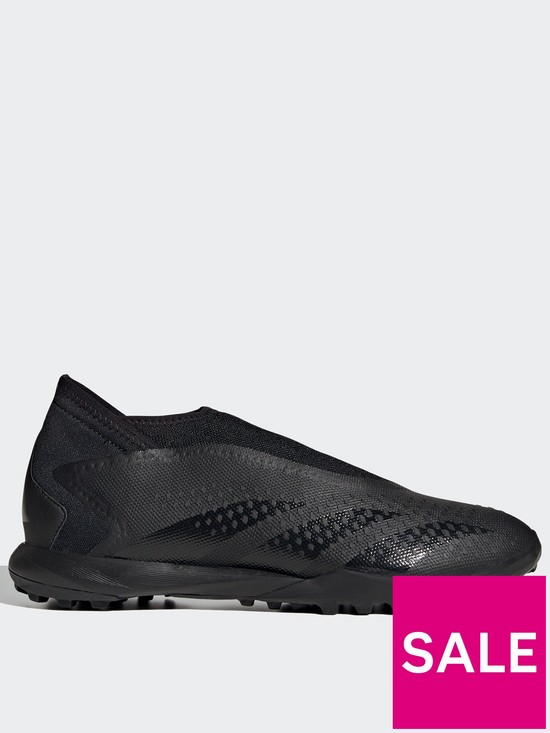 front image of adidas-mens-predator-laceless-203-astro-turf-football-boot-black