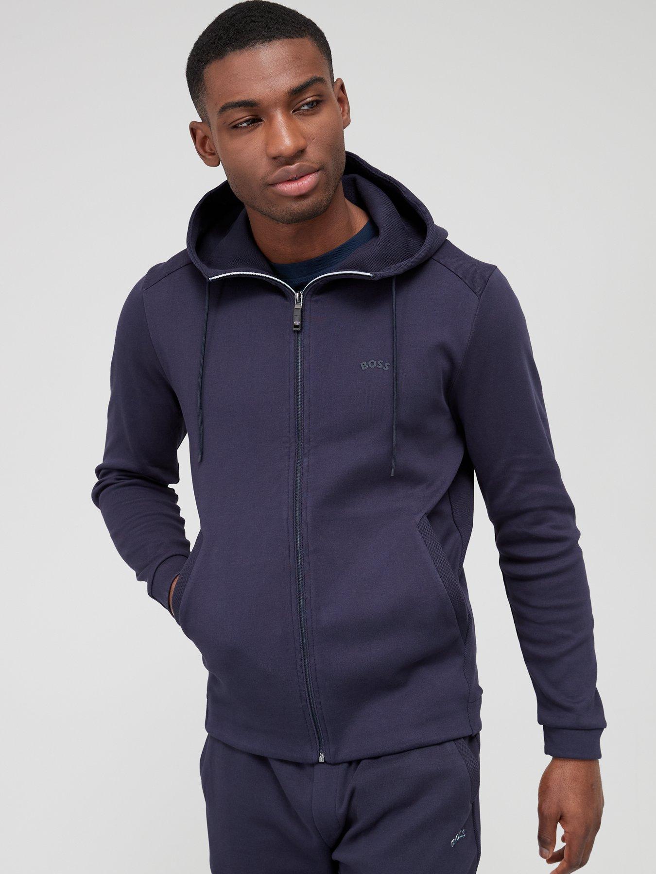 BOSS Saggy Curved Overhead Hoodie - Dark Blue | very.co.uk