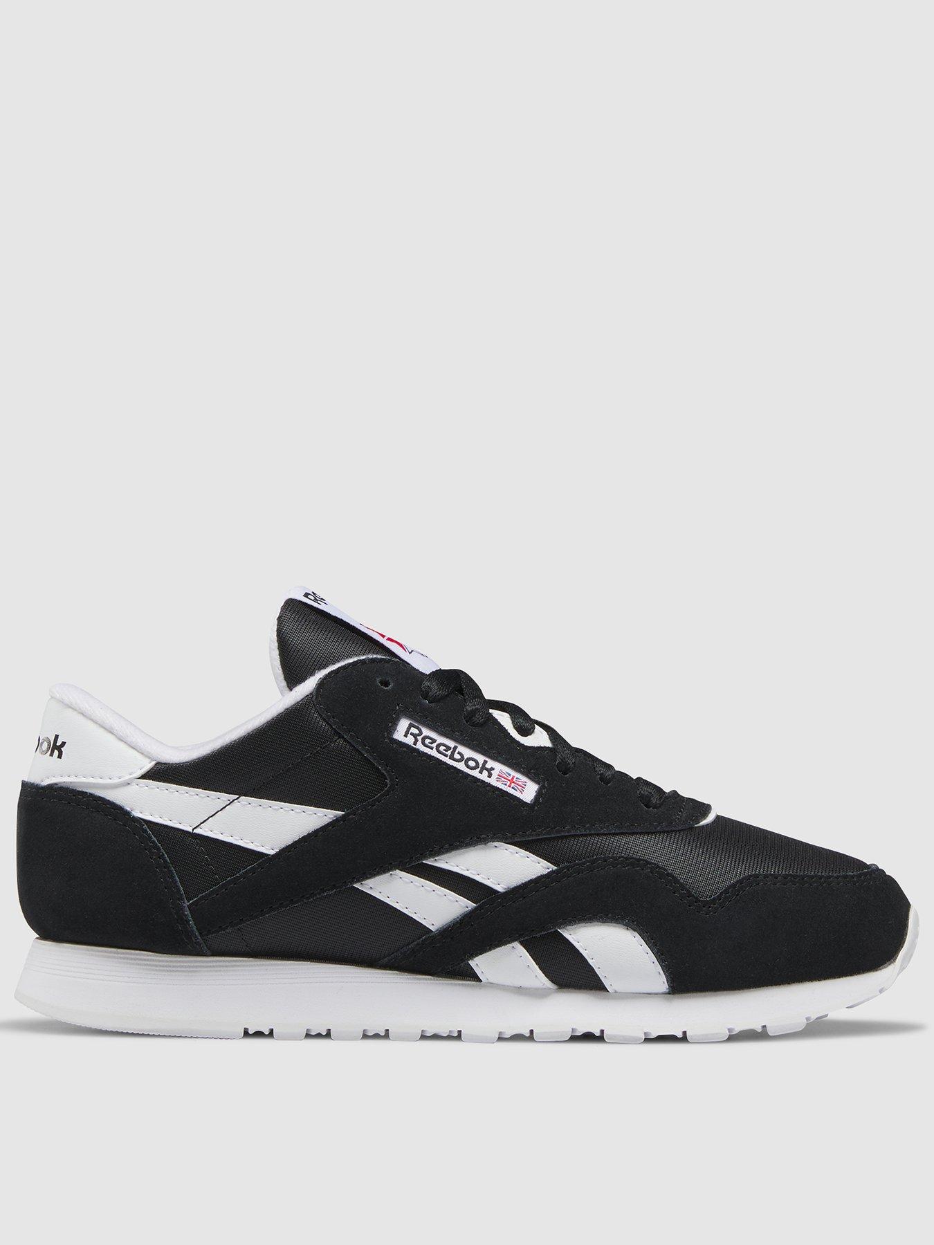 Reebok Classic Nylon Trainers Black White Very