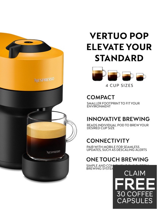 stillFront image of nespresso-vertuo-pop-11735-coffee-machine-by-magimix-mango-yellow